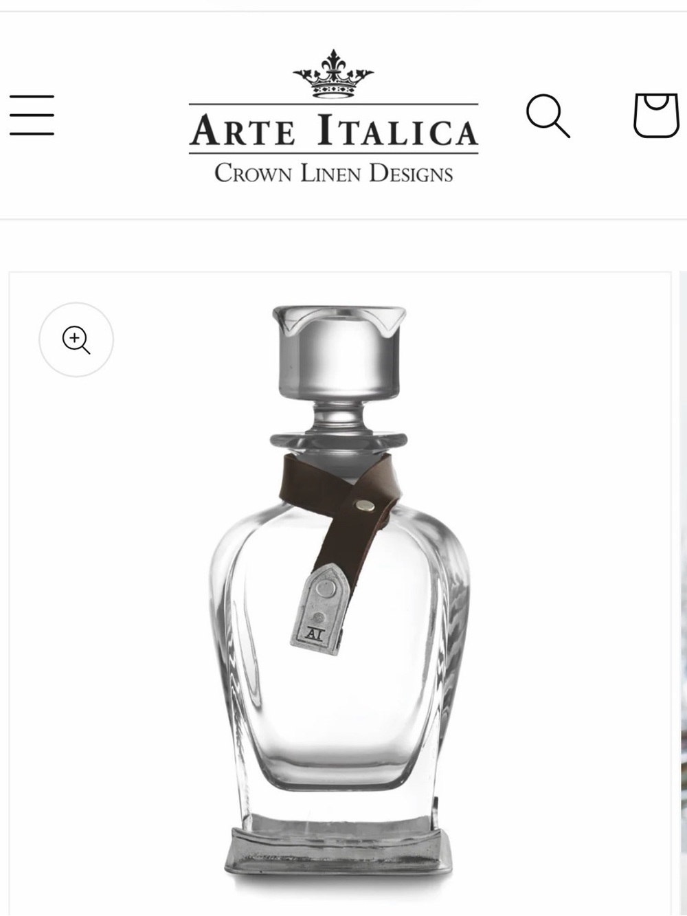 Arte Italica Giorgio Decanter - Brand New